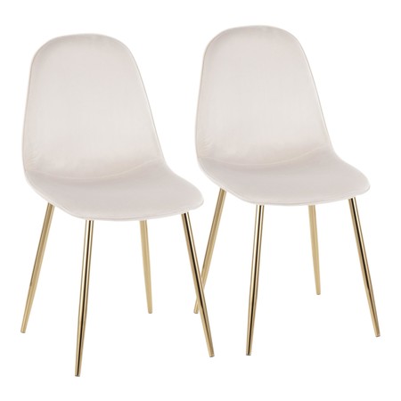 LUMISOURCE Pebble Chair in Gold Steel and Cream Velvet, PK 2 CH-PEBBLE AUVCR2